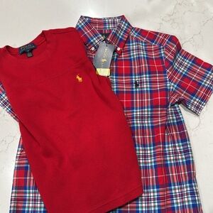 NWT Boys Ralph Lauren short sleeve button down & GUC long sleeve thermal S-8